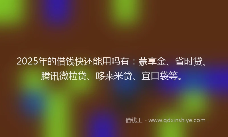 2025年的借钱快还能用吗有：蒙享金、省时贷、腾讯微粒贷、哆来米贷、宜口袋等。