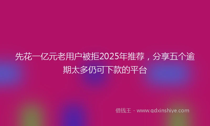 先花一亿元老用户被拒2025年推荐，分享五个逾期太多仍可下款的平台