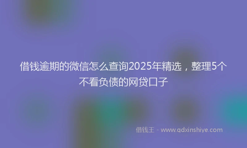 借钱逾期的微信怎么查询2025年精选，整理5个不看负债的网贷口子