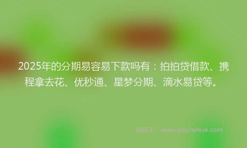2025年的分期易容易下款吗有：拍拍贷借款、携程拿去花、优秒通、星梦分期、滴水易贷等。