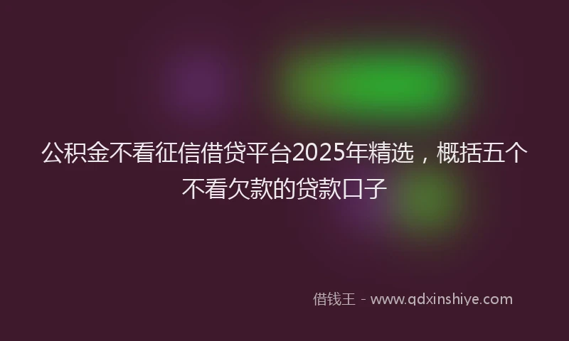 公积金不看征信借贷平台2025年精选，概括五个不看欠款的贷款口子