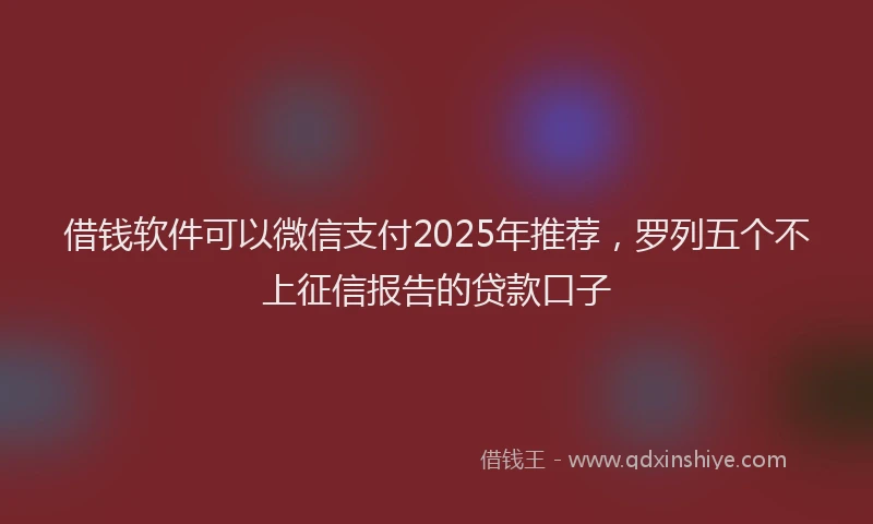 借钱软件可以微信支付2025年推荐，罗列五个不上征信报告的贷款口子