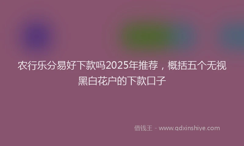 农行乐分易好下款吗2025年推荐，概括五个无视黑白花户的下款口子