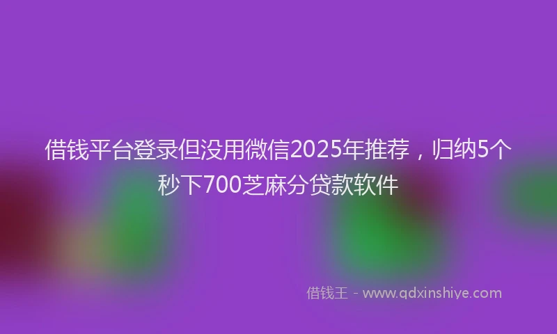 借钱平台登录但没用微信2025年推荐，归纳5个秒下700芝麻分贷款软件