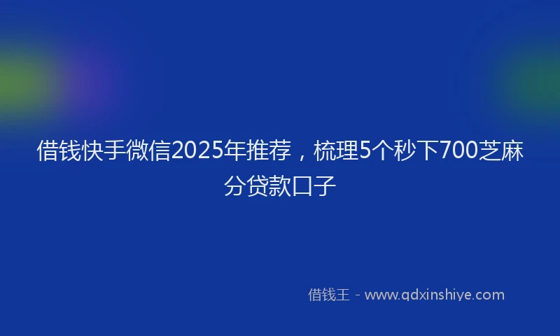借钱快手微信2025年推荐，梳理5个秒下700芝麻分贷款口子