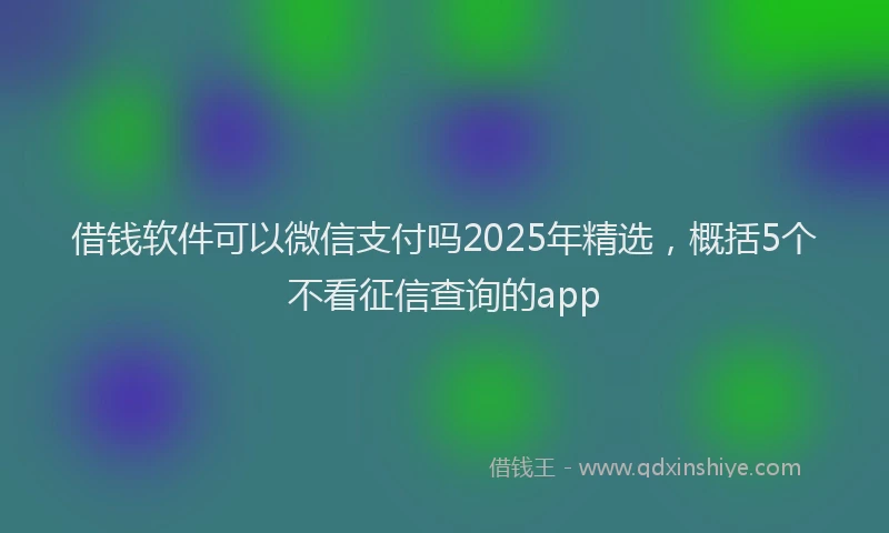 借钱软件可以微信支付吗2025年精选，概括5个不看征信查询的app