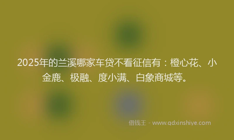 2025年的兰溪哪家车贷不看征信有：橙心花、小金鹿、极融、度小满、白象商城等。