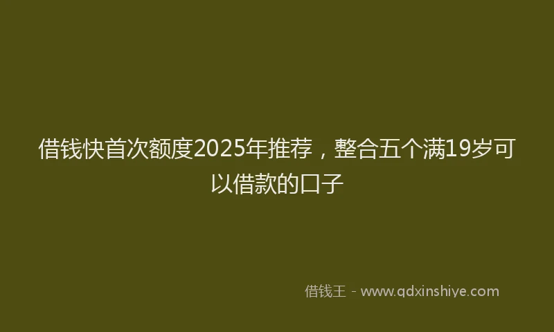 借钱快首次额度2025年推荐，整合五个满19岁可以借款的口子