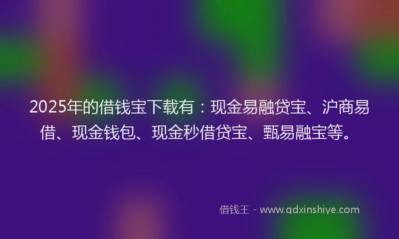 2025年的借钱宝下载有：现金易融贷宝、沪商易借、现金钱包、现金秒借贷宝、甄易融宝等。