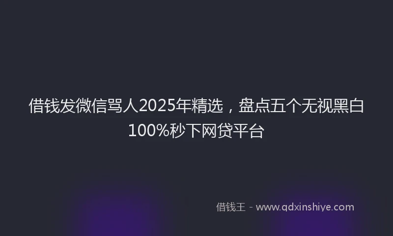 借钱发微信骂人2025年精选，盘点五个无视黑白100%秒下网贷平台