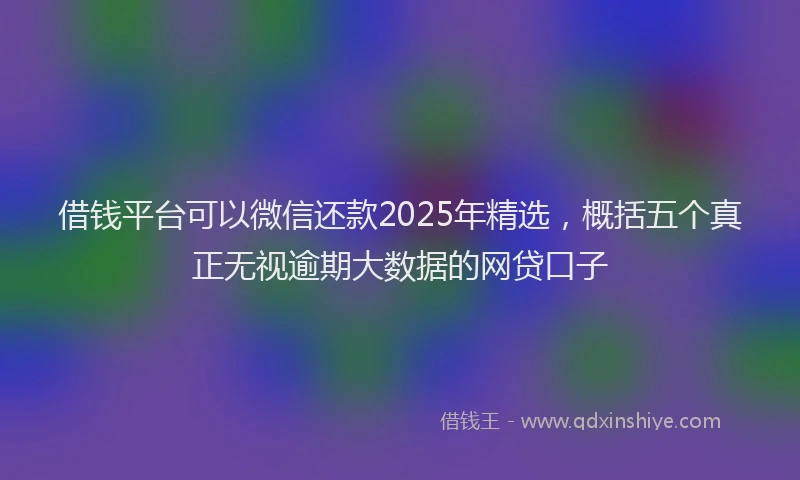 借钱平台可以微信还款2025年精选，概括五个真正无视逾期大数据的网贷口子