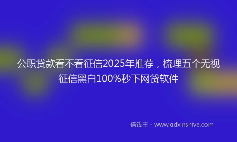 公职贷款看不看征信2025年推荐，梳理五个无视征信黑白100%秒下网贷软件