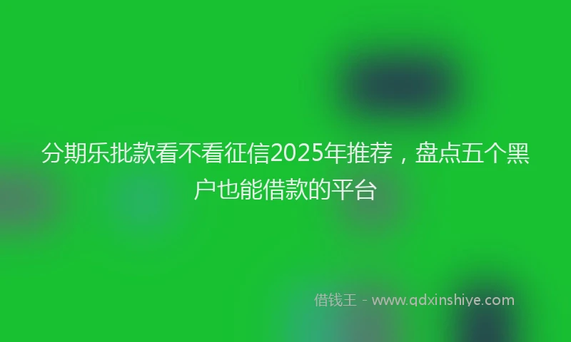 分期乐批款看不看征信2025年推荐，盘点五个黑户也能借款的平台