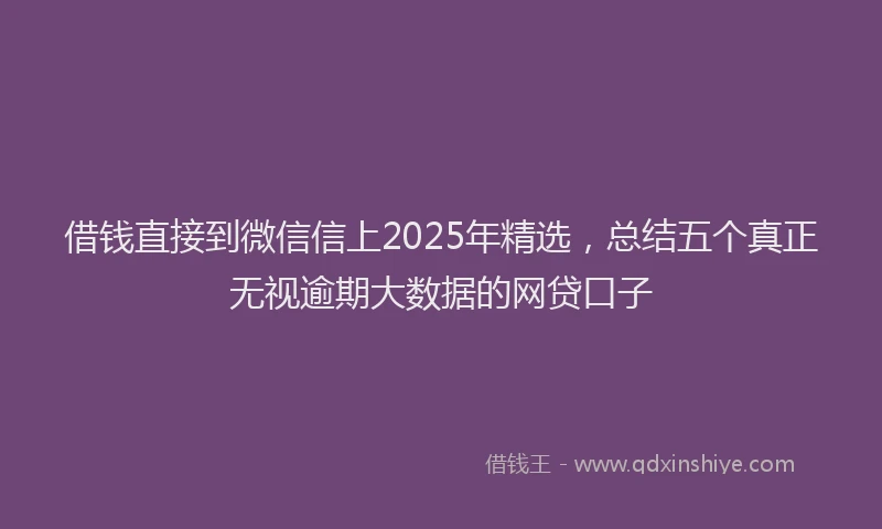 借钱直接到微信信上2025年精选，总结五个真正无视逾期大数据的网贷口子