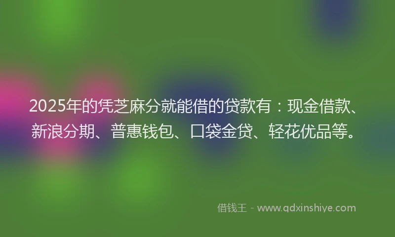 2025年的凭芝麻分就能借的贷款有：现金借款、新浪分期、普惠钱包、口袋金贷、轻花优品等。
