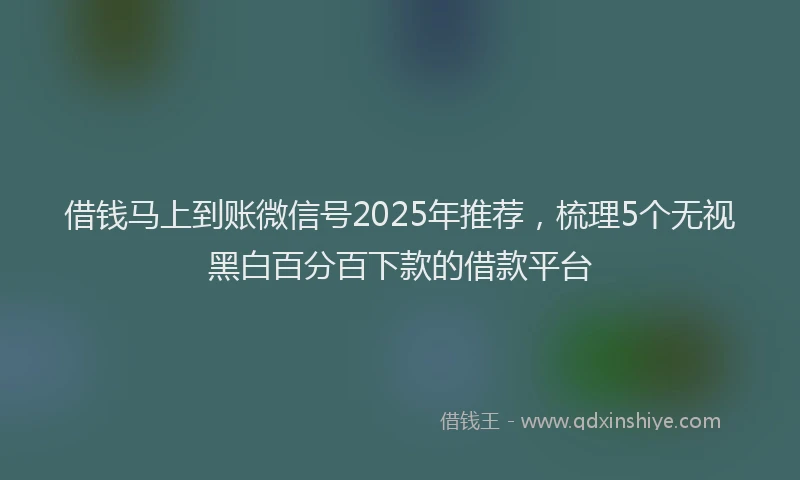 借钱马上到账微信号2025年推荐，梳理5个无视黑白百分百下款的借款平台