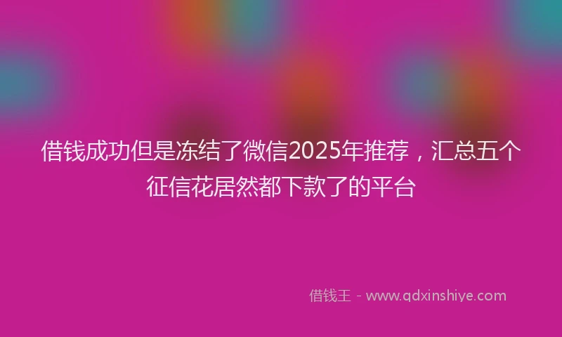 借钱成功但是冻结了微信2025年推荐，汇总五个征信花居然都下款了的平台