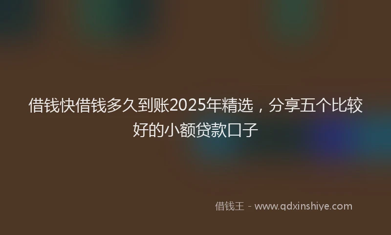 借钱快借钱多久到账2025年精选，分享五个比较好的小额贷款口子
