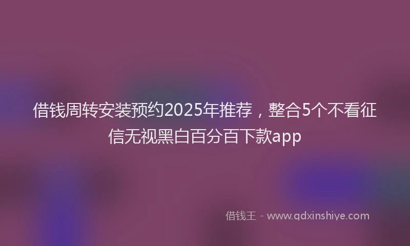 借钱周转安装预约2025年推荐，整合5个不看征信无视黑白百分百下款app