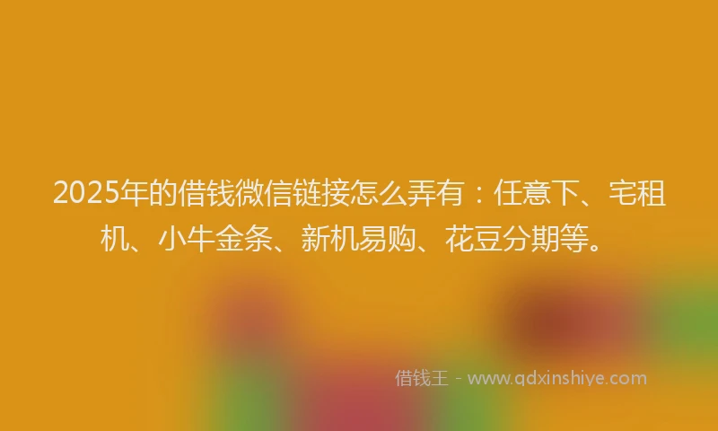2025年的借钱微信链接怎么弄有：任意下、宅租机、小牛金条、新机易购、花豆分期等。