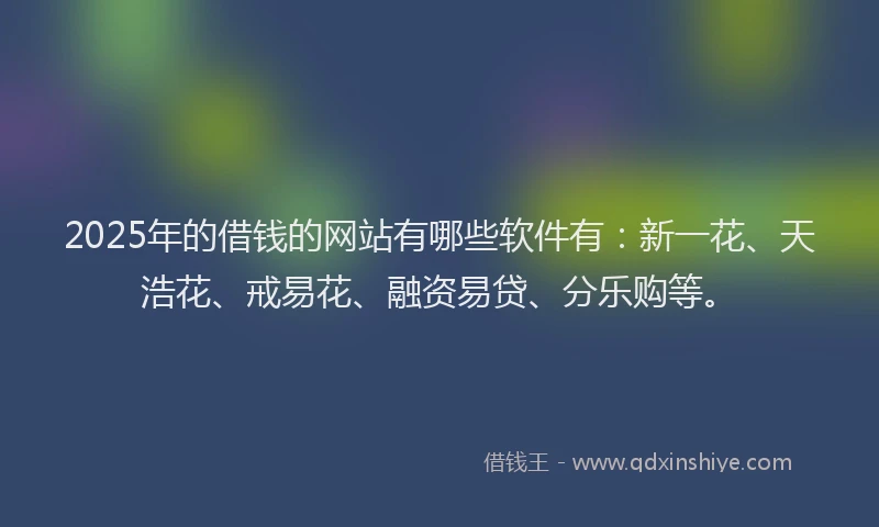 2025年的借钱的网站有哪些软件有：新一花、天浩花、戒易花、融资易贷、分乐购等。