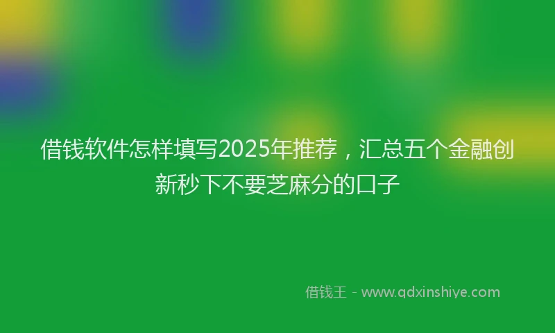 借钱软件怎样填写2025年推荐，汇总五个金融创新秒下不要芝麻分的口子