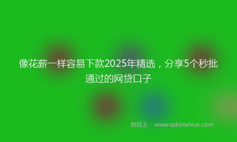 像花薪一样容易下款2025年精选，分享5个秒批通过的网贷口子