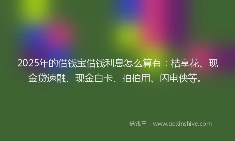 2025年的借钱宝借钱利息怎么算有：桔享花、现金贷速融、现金白卡、拍拍用、闪电侠等。