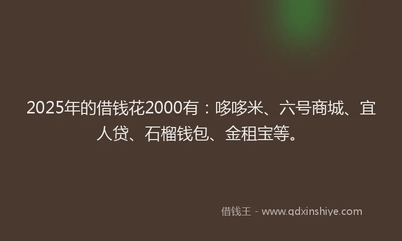 2025年的借钱花2000有：哆哆米、六号商城、宜人贷、石榴钱包、金租宝等。