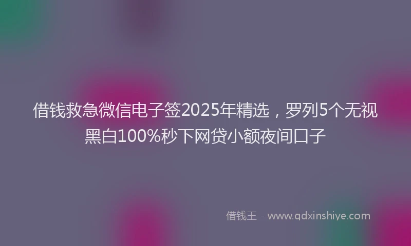 借钱救急微信电子签2025年精选，罗列5个无视黑白100%秒下网贷小额夜间口子