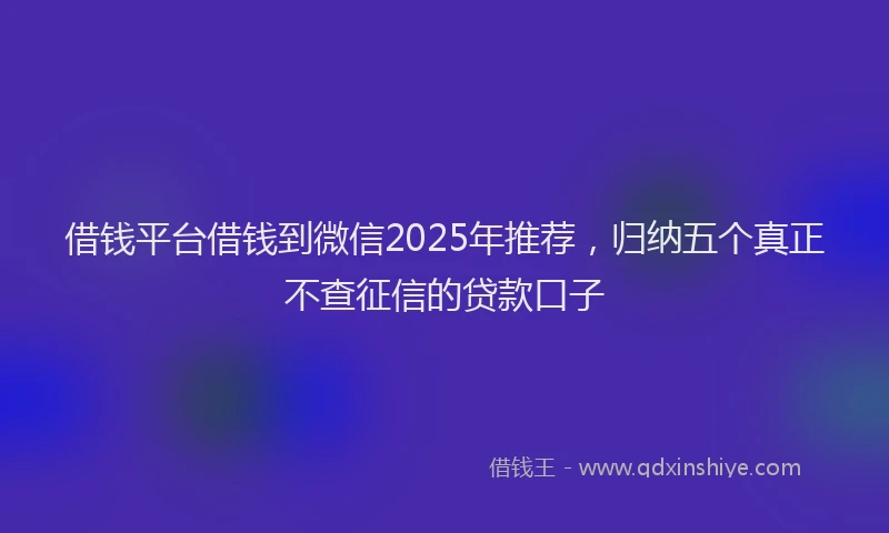 借钱平台借钱到微信2025年推荐，归纳五个真正不查征信的贷款口子