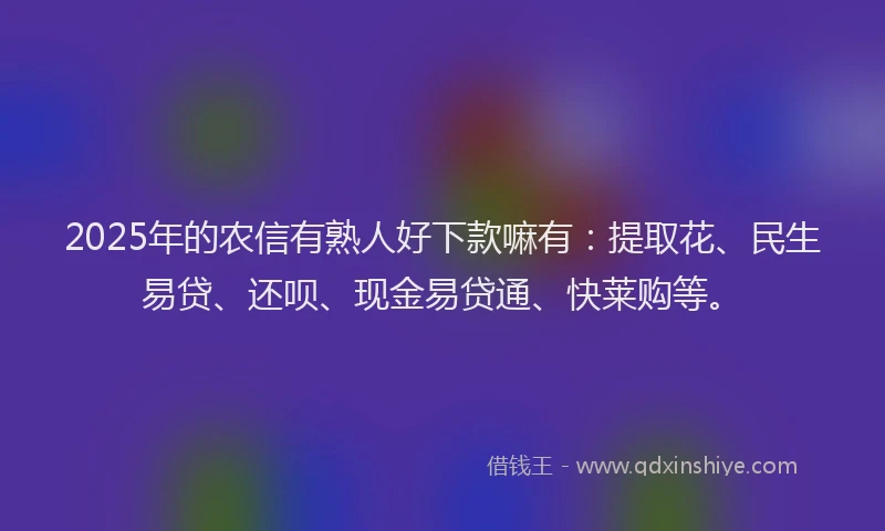 2025年的农信有熟人好下款嘛有：提取花、民生易贷、还呗、现金易贷通、快莱购等。