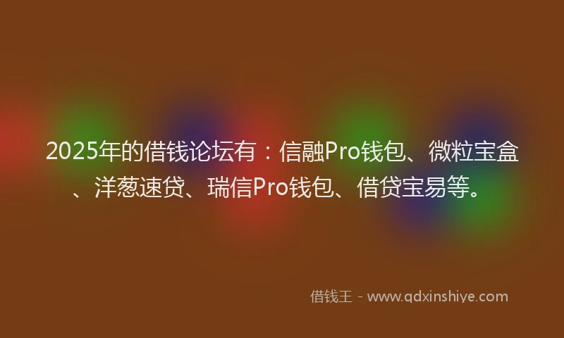 2025年的借钱论坛有：信融Pro钱包、微粒宝盒、洋葱速贷、瑞信Pro钱包、借贷宝易等。