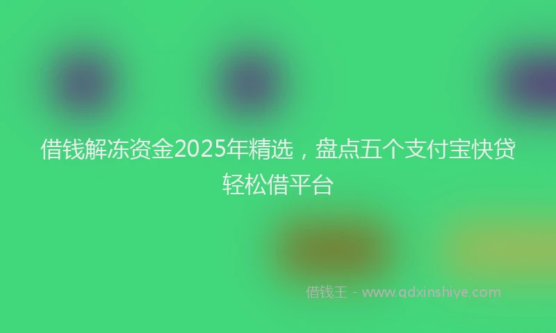借钱解冻资金2025年精选，盘点五个支付宝快贷轻松借平台