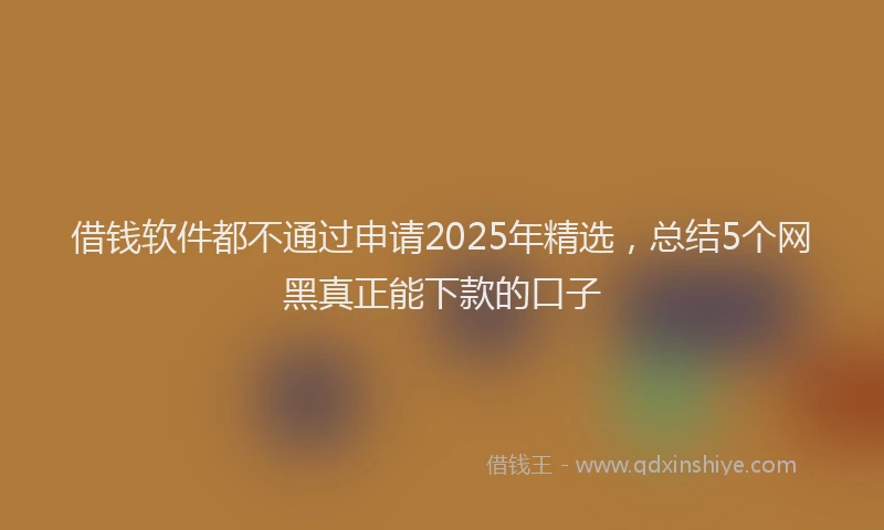 借钱软件都不通过申请2025年精选，总结5个网黑真正能下款的口子
