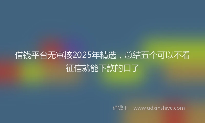 借钱平台无审核2025年精选，总结五个可以不看征信就能下款的口子