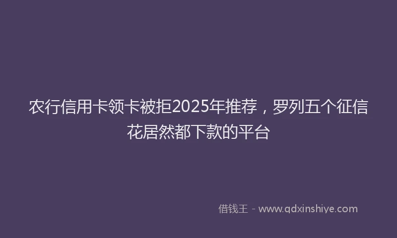 农行信用卡领卡被拒2025年推荐，罗列五个征信花居然都下款的平台