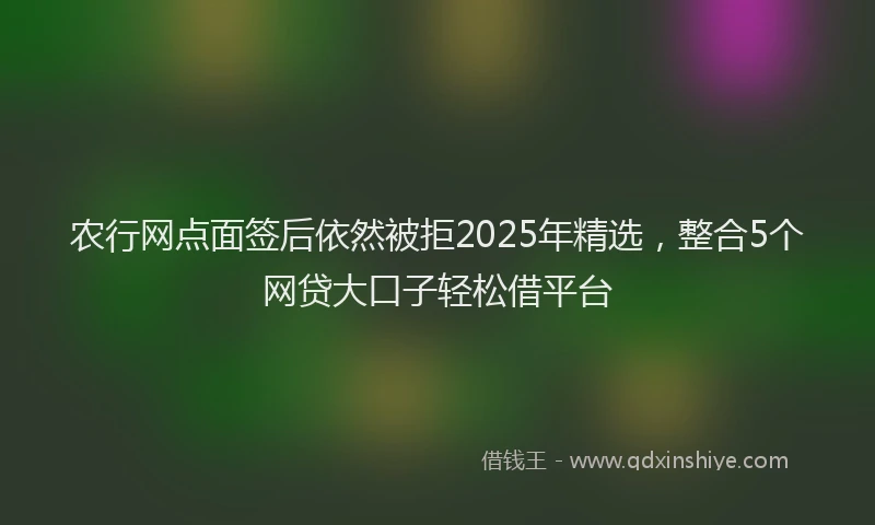 农行网点面签后依然被拒2025年精选，整合5个网贷大口子轻松借平台