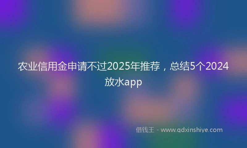 农业信用金申请不过2025年推荐，总结5个2024放水app