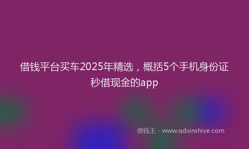 借钱平台买车2025年精选，概括5个手机身份证秒借现金的app
