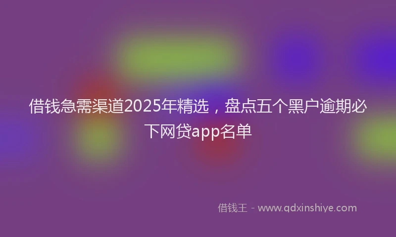 借钱急需渠道2025年精选，盘点五个黑户逾期必下网贷app名单