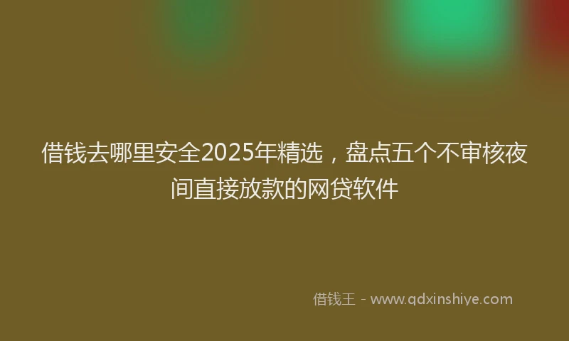 借钱去哪里安全2025年精选，盘点五个不审核夜间直接放款的网贷软件