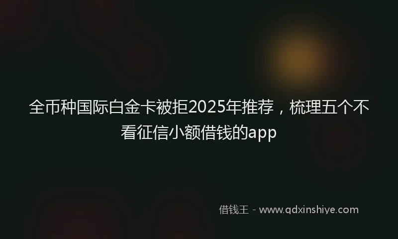 全币种国际白金卡被拒2025年推荐，梳理五个不看征信小额借钱的app