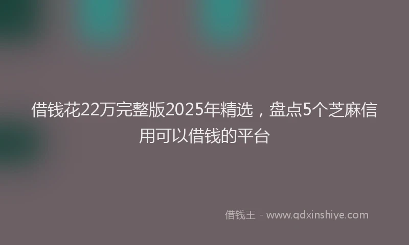 借钱花22万完整版2025年精选，盘点5个芝麻信用可以借钱的平台