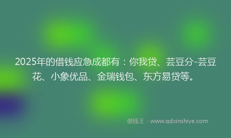 2025年的借钱应急成都有：你我贷、芸豆分-芸豆花、小象优品、金瑞钱包、东方易贷等。