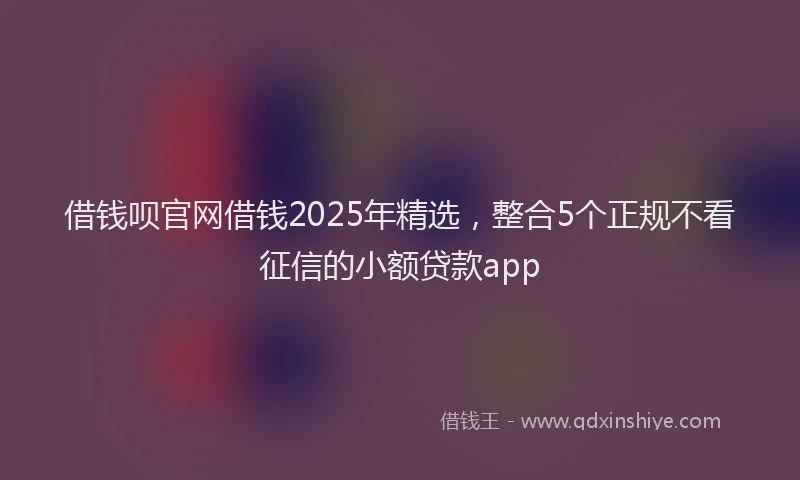 借钱呗官网借钱2025年精选，整合5个正规不看征信的小额贷款app