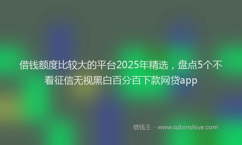 借钱额度比较大的平台2025年精选，盘点5个不看征信无视黑白百分百下款网贷app