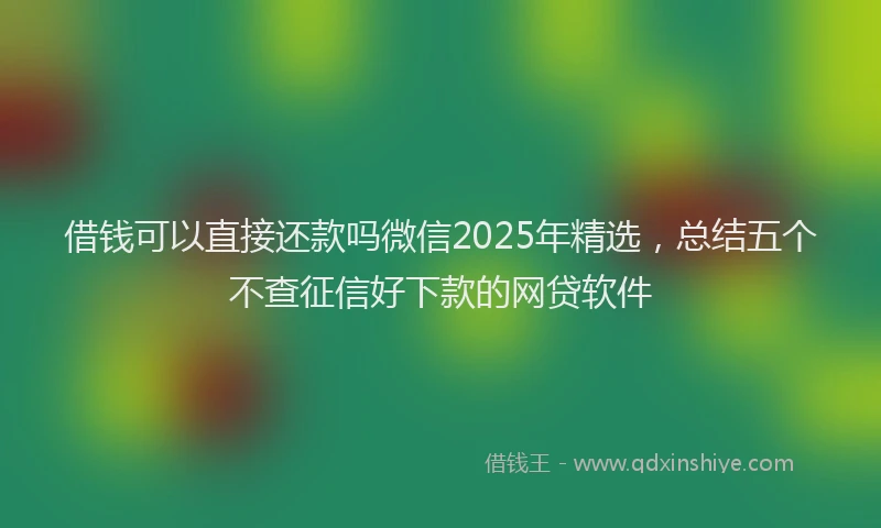 借钱可以直接还款吗微信2025年精选，总结五个不查征信好下款的网贷软件