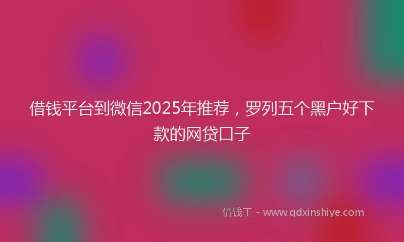 借钱平台到微信2025年推荐，罗列五个黑户好下款的网贷口子