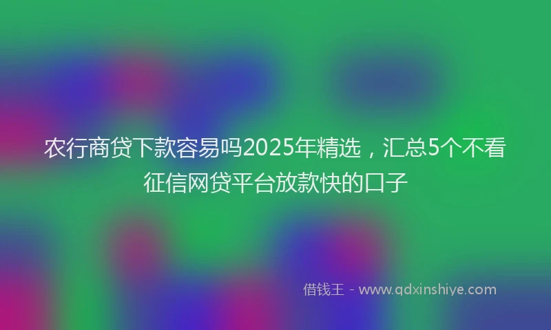 农行商贷下款容易吗2025年精选，汇总5个不看征信网贷平台放款快的口子